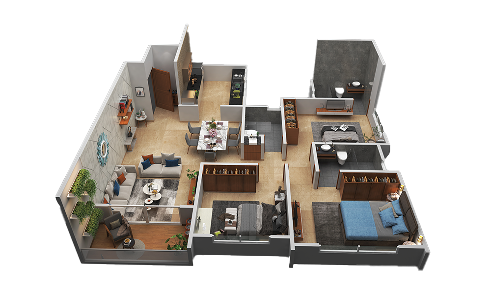 3 BHK Floor Plan